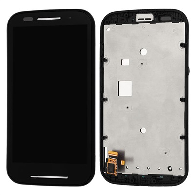 LCD/Touch Screen Assembly with Frame for Motorola E, OEM, Black