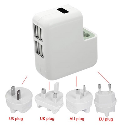 4 USB Ports AC Power Charger Adaptor with Charging Plug for iPad