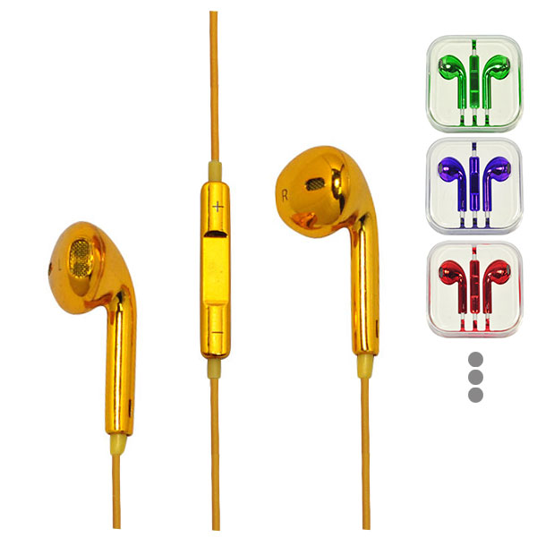 Electroplating Earphone for iPhone 5/5C/5S/SE/6/6S/(Plus), w/retail package,(MOQ=5PCS/10 in Total)