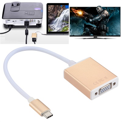 USB 3.1 Type-C to VGA Adapter, w/retail package,Gold