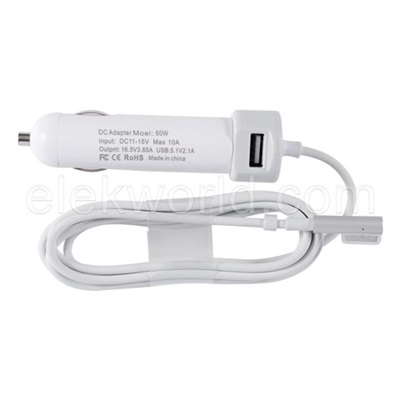 USB Car Charger with MagSafe Power Cable, Round Shape, w/retail package