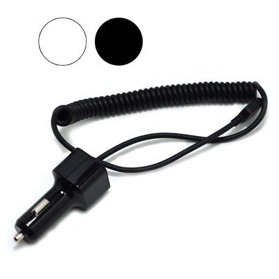 Micro USB Premium In-vehicle Charger Coiled Cable with 2 USB Output for Samsung Galaxy Note 3