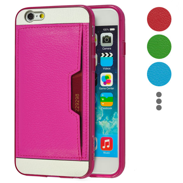 Hard Polycarbonate Case with TPU Frame&Leather-veneer Back Card Slot for iPhone 6/6S (4.7"), w/retail package
