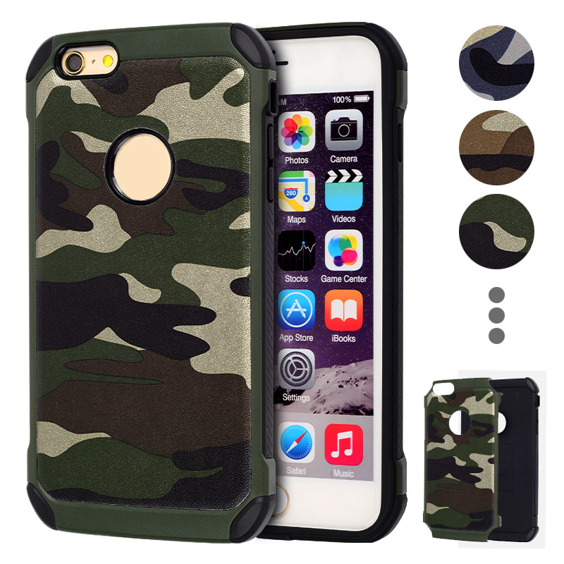 Camo Series 2-Layer Leather-veneer Polycarbonate &TPU Case for iPhone 6/6S (4.7"), w/retail package