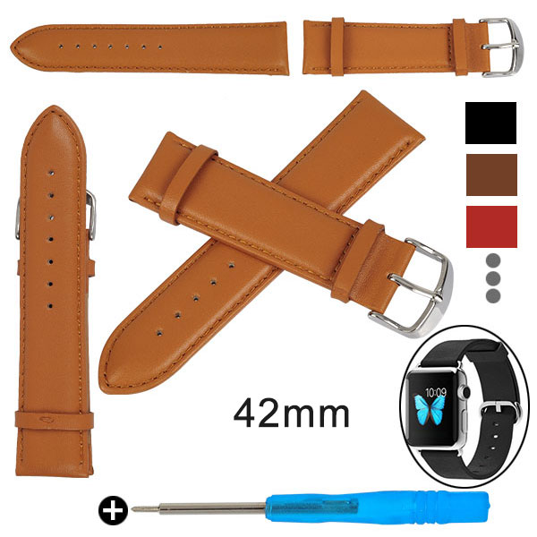 Smooth Leather Watch Band for Apple Watch, without Connector, w/retail package