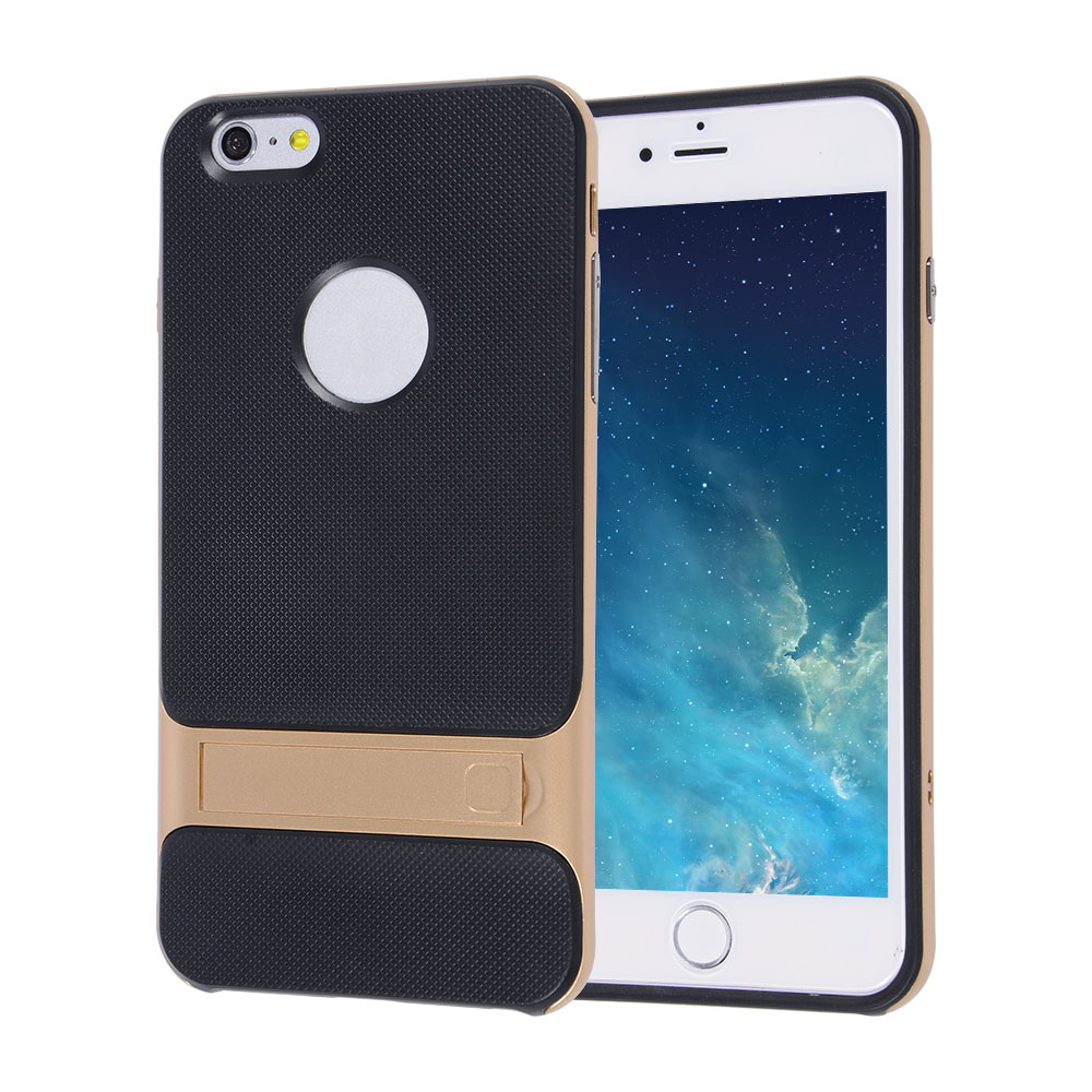 Mesh Black TPU Case+Polycarbonate Bumper Kickstand for iPhone 6/6S (4.7")