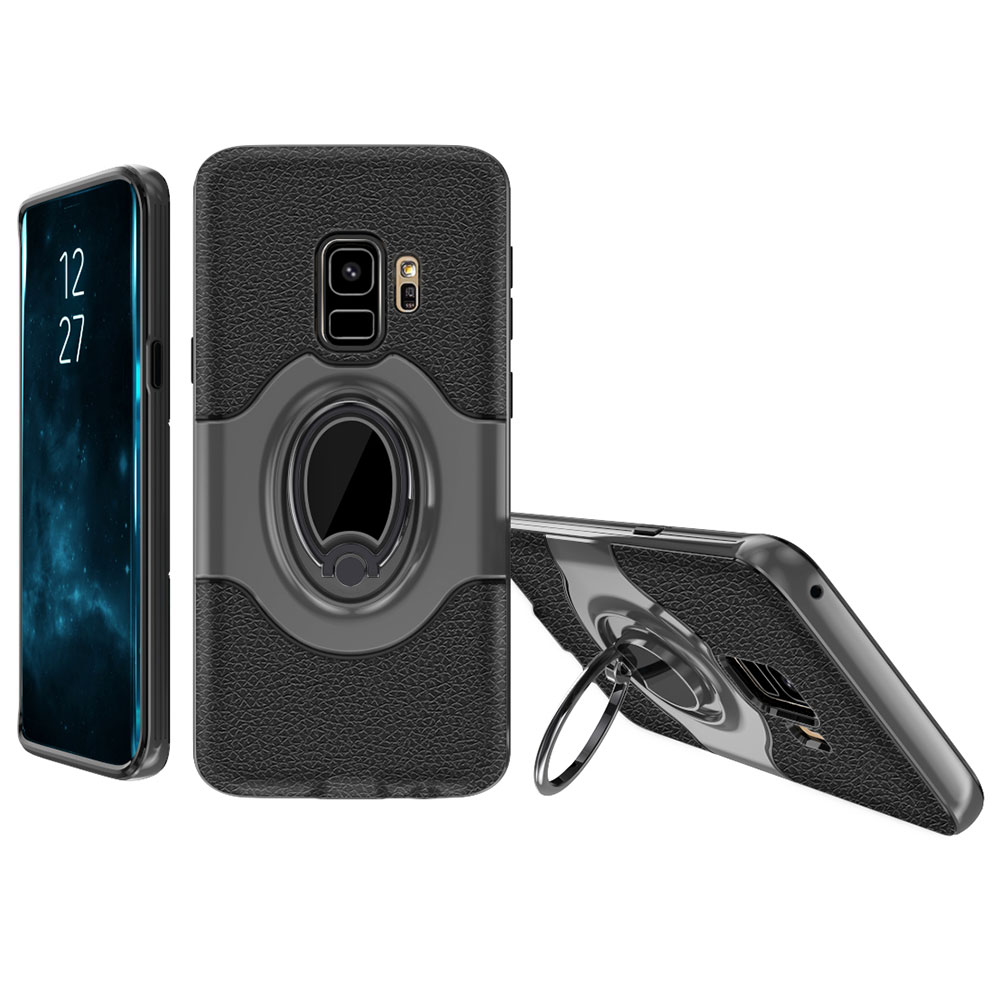 2-Layer Case with Finger Grip Ring Holder & Metal Sheet for Samsung Galaxy S9+