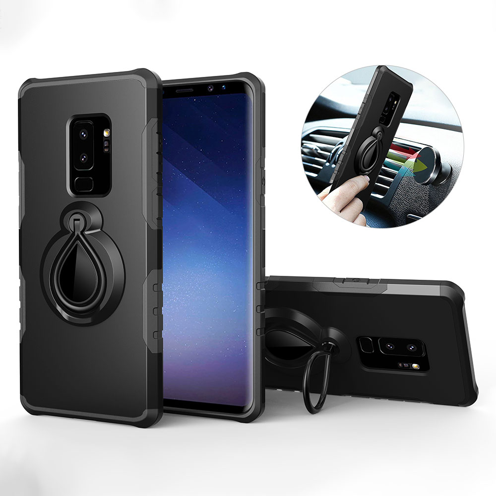 Raindrop Design Case with 360° Rotation Ring Holder & Metal Sheet for Samsung Galaxy S9+, w/retail package