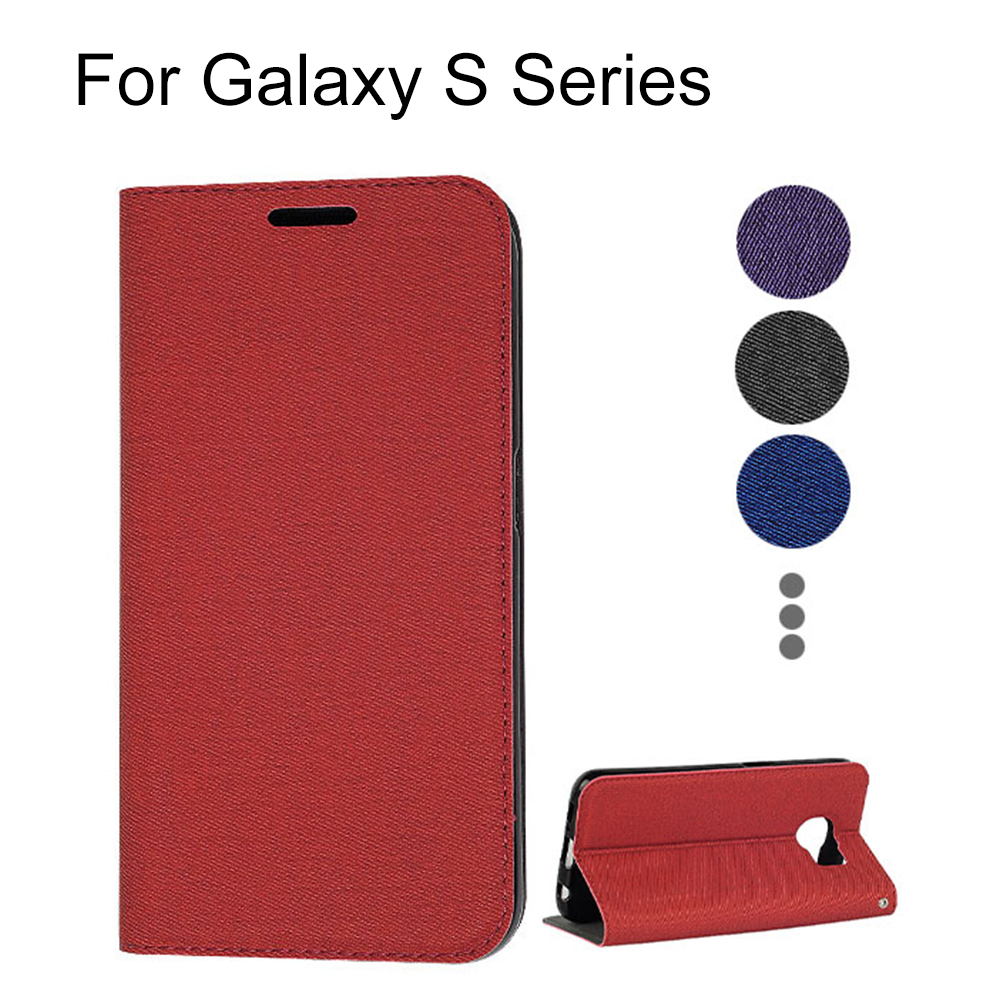 Fabric Texture Magnetic Leather Case with Card Slot&Lanyard for Samsung Galaxy S6 Edge Series