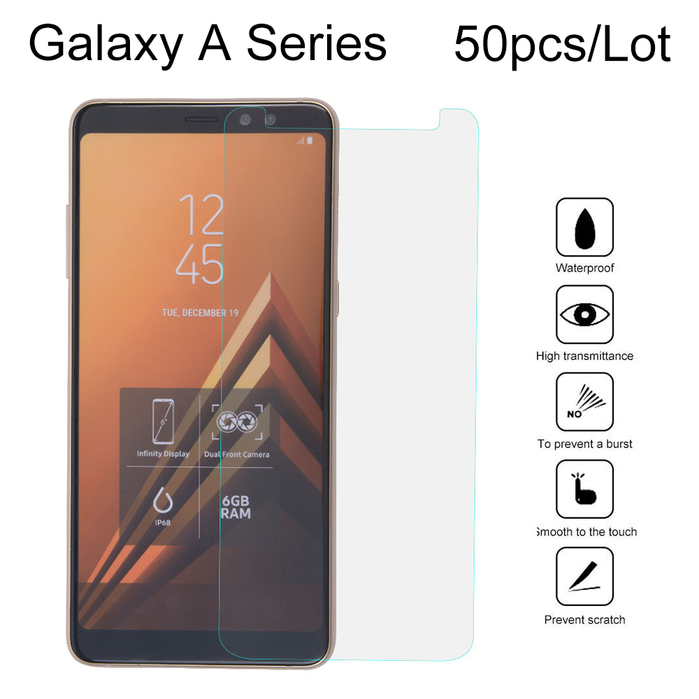Ecooper 0.26mm Tempered Glass Screen Protector for Samsung Galaxy A50/A30/A20/A9/8/7 (Plus) Series, No Package, 50pcs/lot