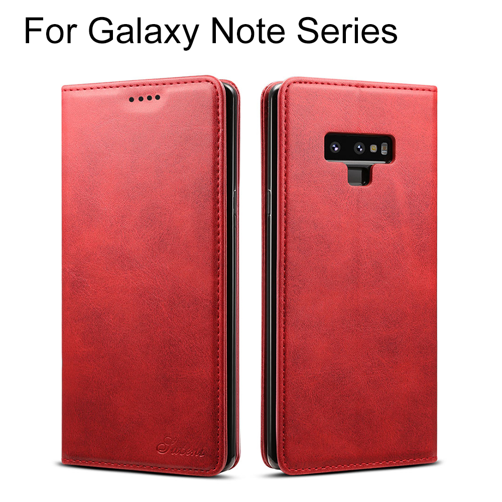 Magnetic Closure Compact Leather Case for Samsung Galaxy Note 20 Ultra/20/10 Plus/10/9 Series