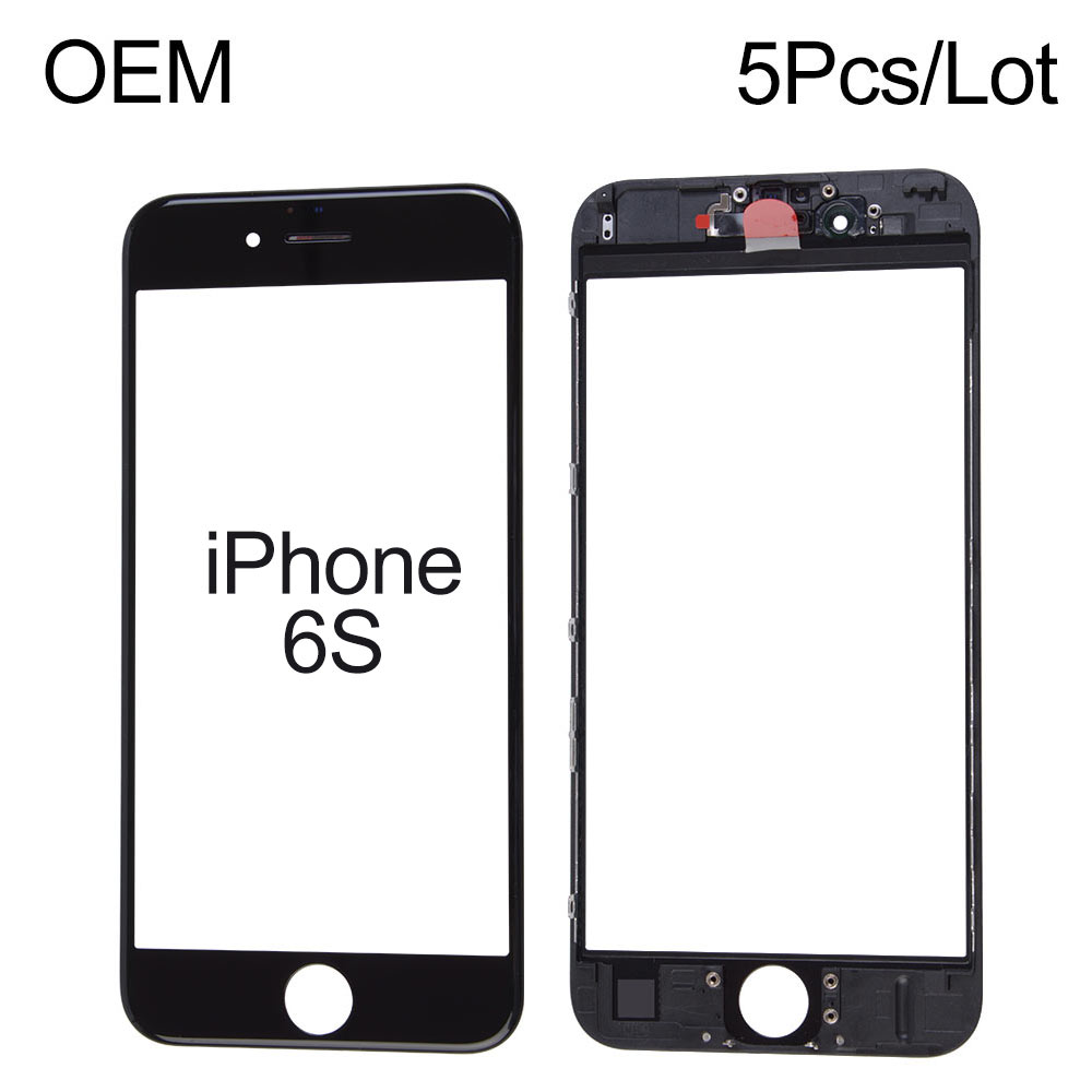 For iPhone 6S (4.7") Front Glass+Frame+Dustproof Earspeaker Mesh+Front Camera Cover+Light Sensor Holder, OEM, Cold Pressed, 5pcs