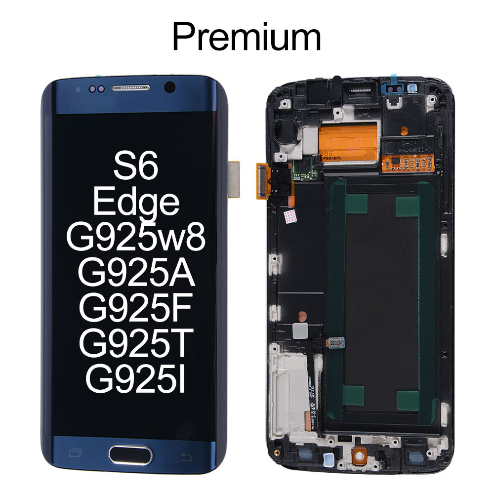 OLED Screen with Frame for Samsung Galaxy S6 Edge G925W8/G925A/G925F/G925T/G925I, OEM OLED+Premium Glass