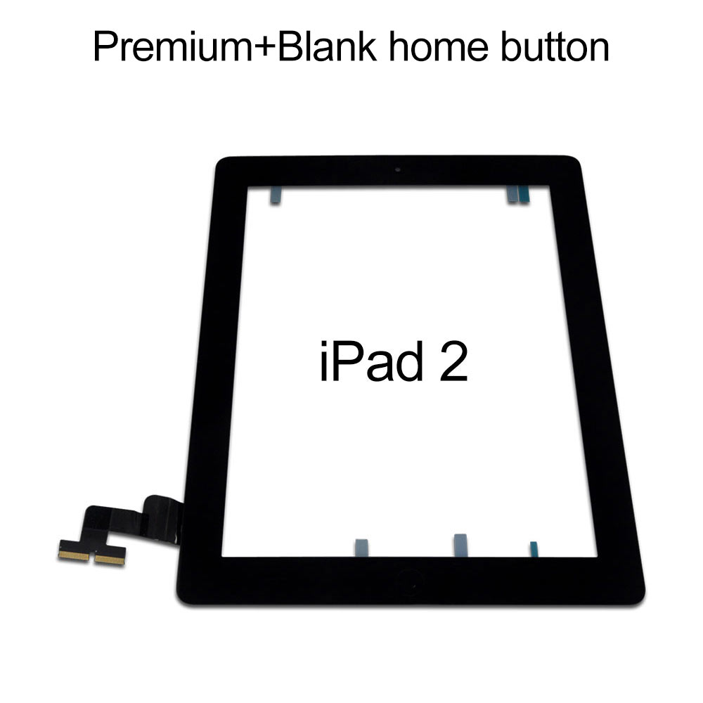 Touch Screen with "No Square" Home Button Assembly/Sticker for iPad 2, OEM Glass+Premium Flex
