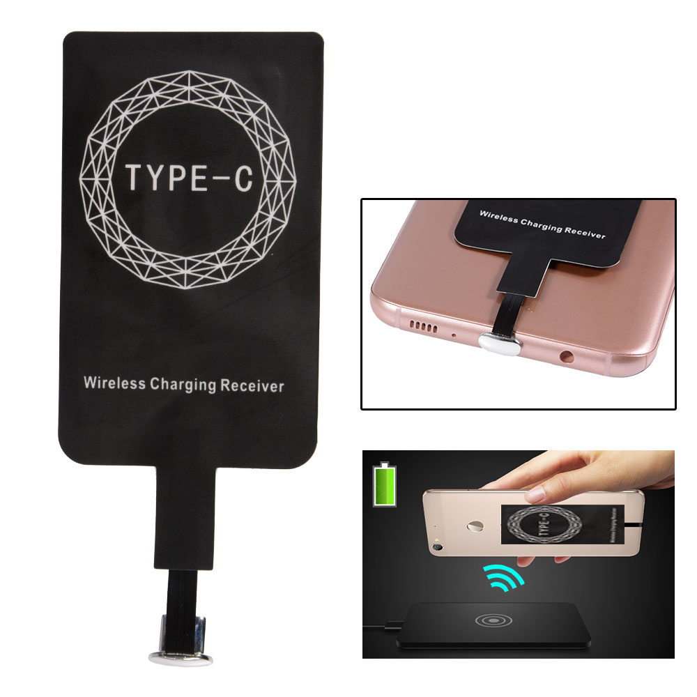 Wireless Charging Receiver with Type-C Connector, Black