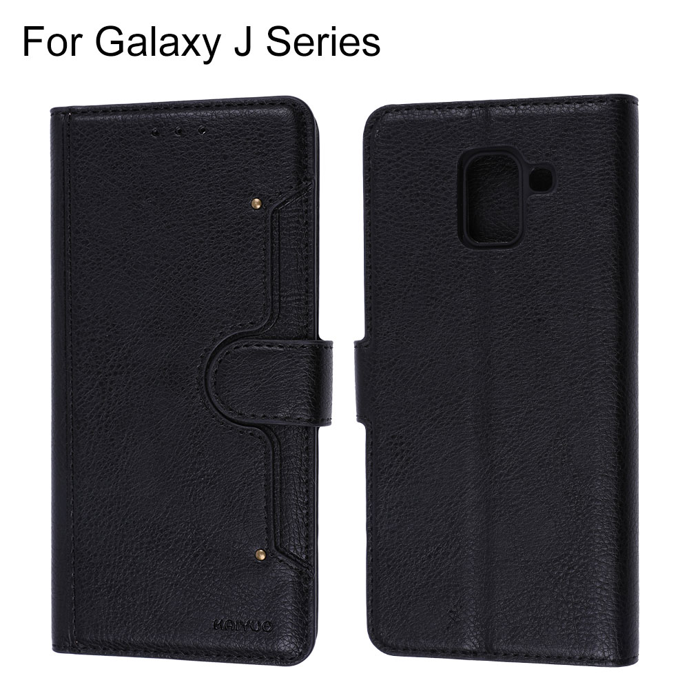 Litchi Textured Leather Case with Card Slots for Samsung Galaxy J6 Plus/J6 (2018)/J4 Plus/J4(2018) Series, w/retail package