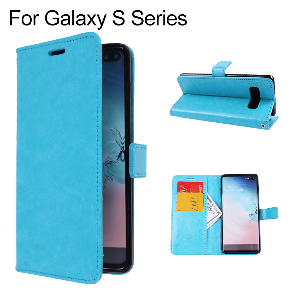 Retro Oil Wax Texture Pull-up Leather Case with Card Slots for Samsung Galaxy S10/S8 Plus Series, 5pcs