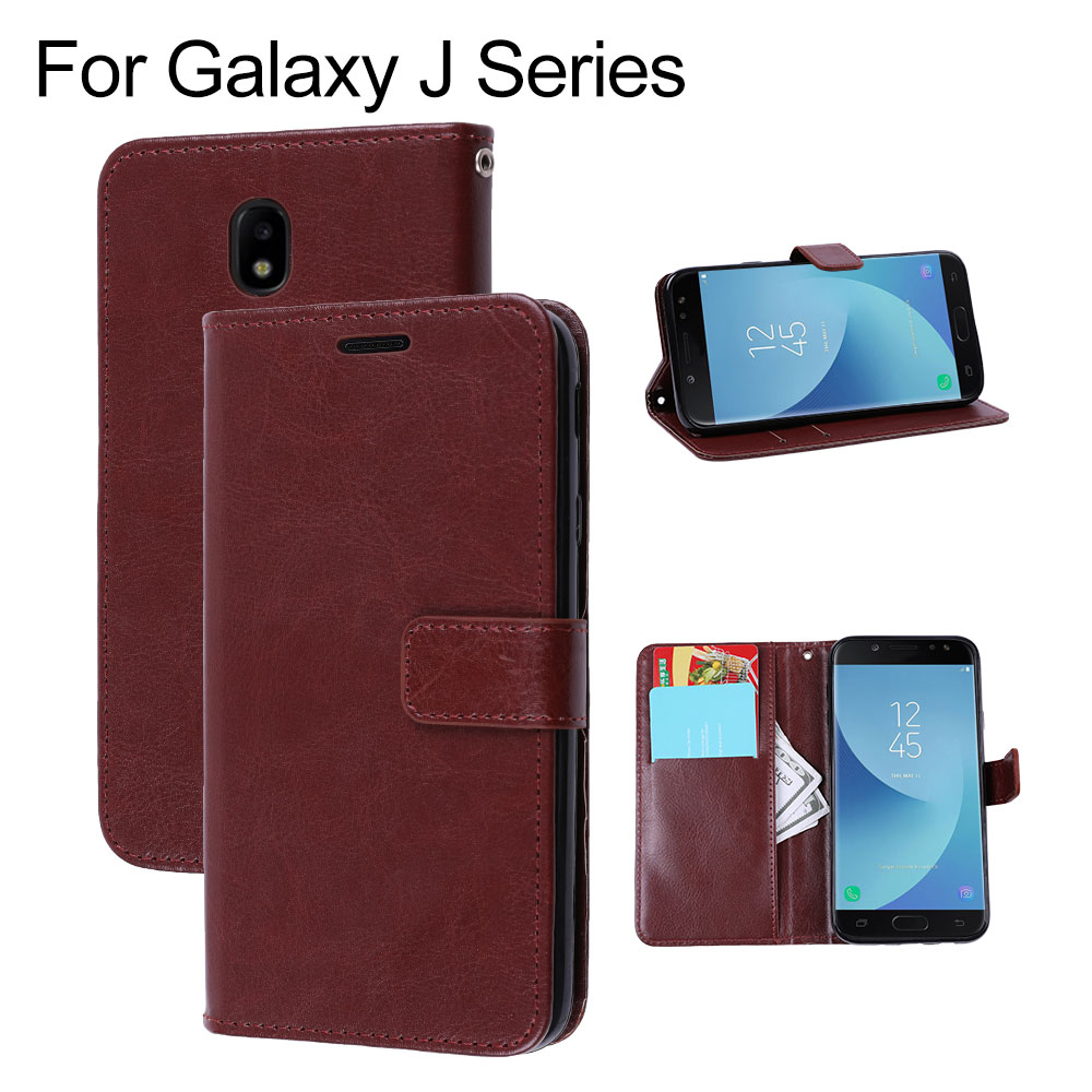 Retro Oil Wax Texture Pull-up Leather Case with Card Slots for Samsung Galaxy J730, 5pcs