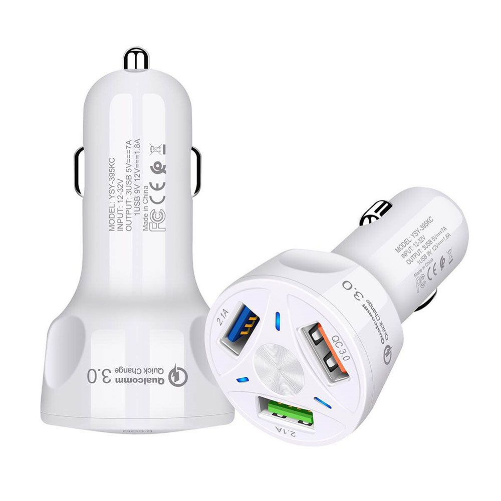 3-Port Car Charger support Quick Charge 3.0