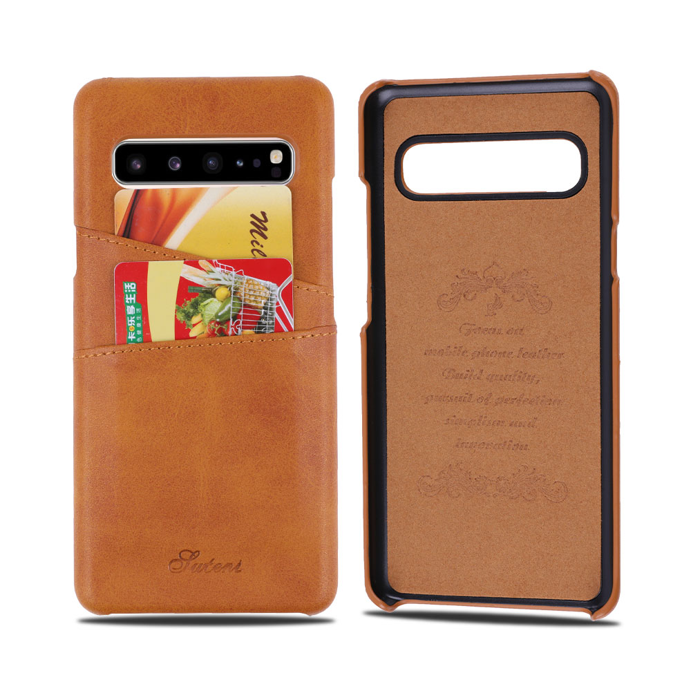 Cowhide Leather Case with Back Card Slots for Samsung Galaxy S10 5G