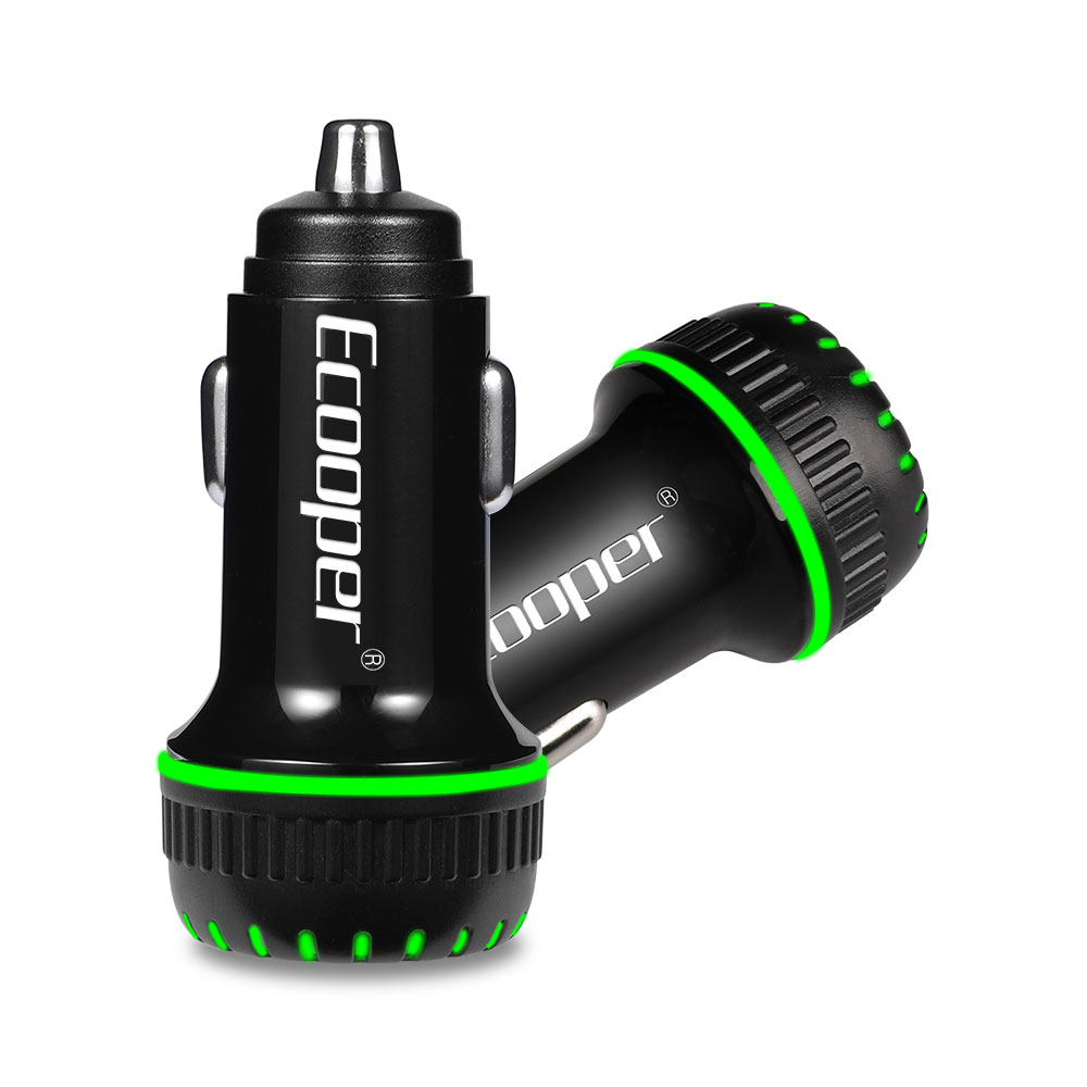 Ecooper 30W Car Charger with Type-C/USB Ports&LED Indicator Support Quick Charge 3.0, w/retail package