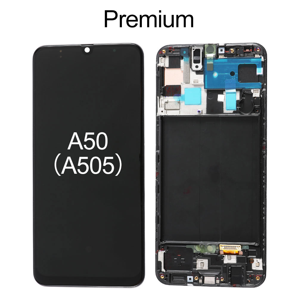 OLED Screen with Frame for Samsung Galaxy A50(A505F), OEM OLED+Premium Glass, Black