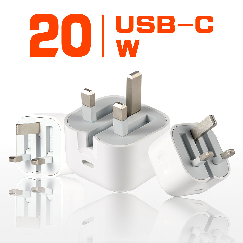 20W USB-C Power Adapter, UK Plug, OEM Material Assembled