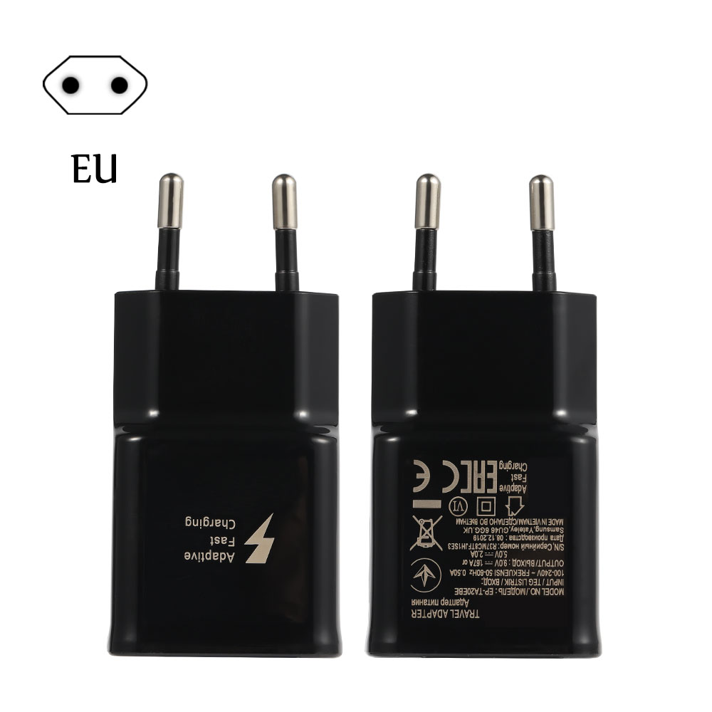 15W Mini Power Adapter with Logo for Samsung Galaxy S6-S10/Note 4-Note 9, OEM, Black