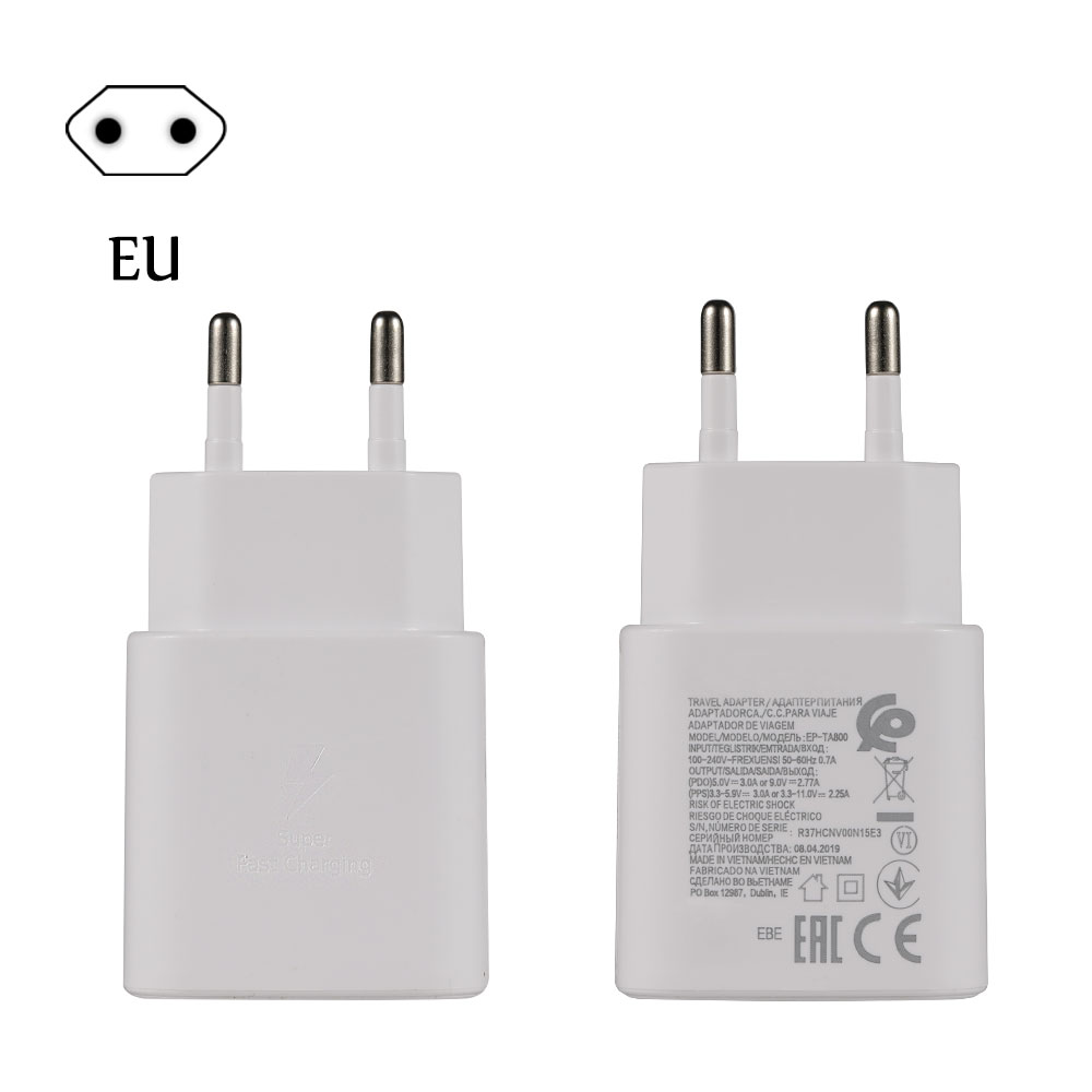 25W Quick Charge Power Adapter for Samsung Galaxy S20/S20+/S20 Ultra/Note 10, Aftermarket, White