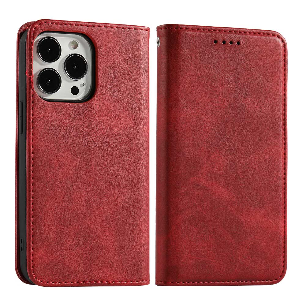 Magnetic Suction Cowhide Texture Leather Case for iPhone 13 Pro (6.1"), 5pcs