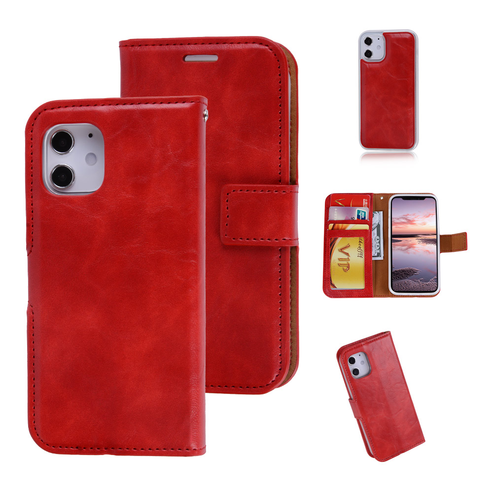 2-in-1 Pull-up Leather Wallet Case for iPhone 12 Mini (5.4")