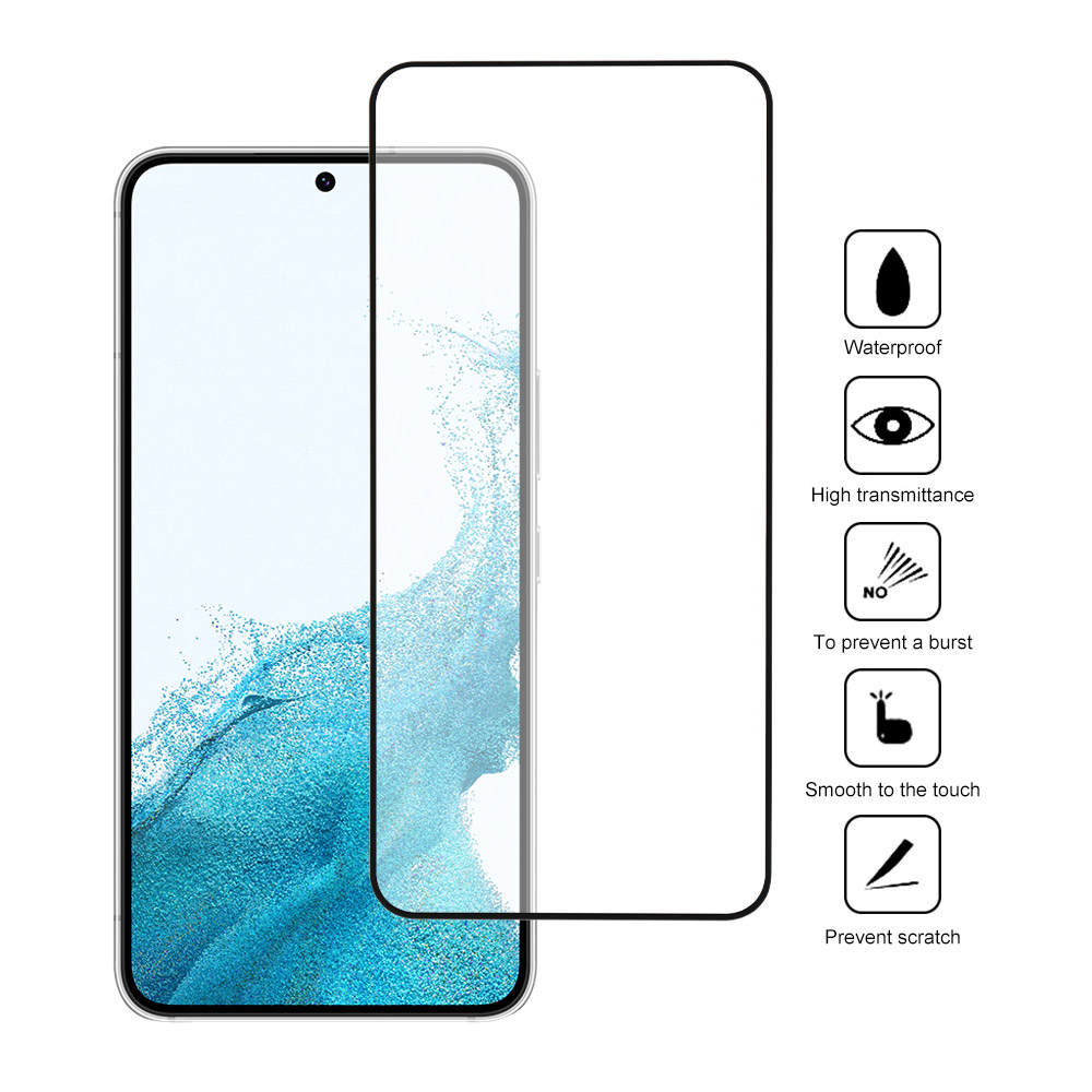 Silkscreen Tempered Glass Screen Protector for Samsung S22, w/retail package