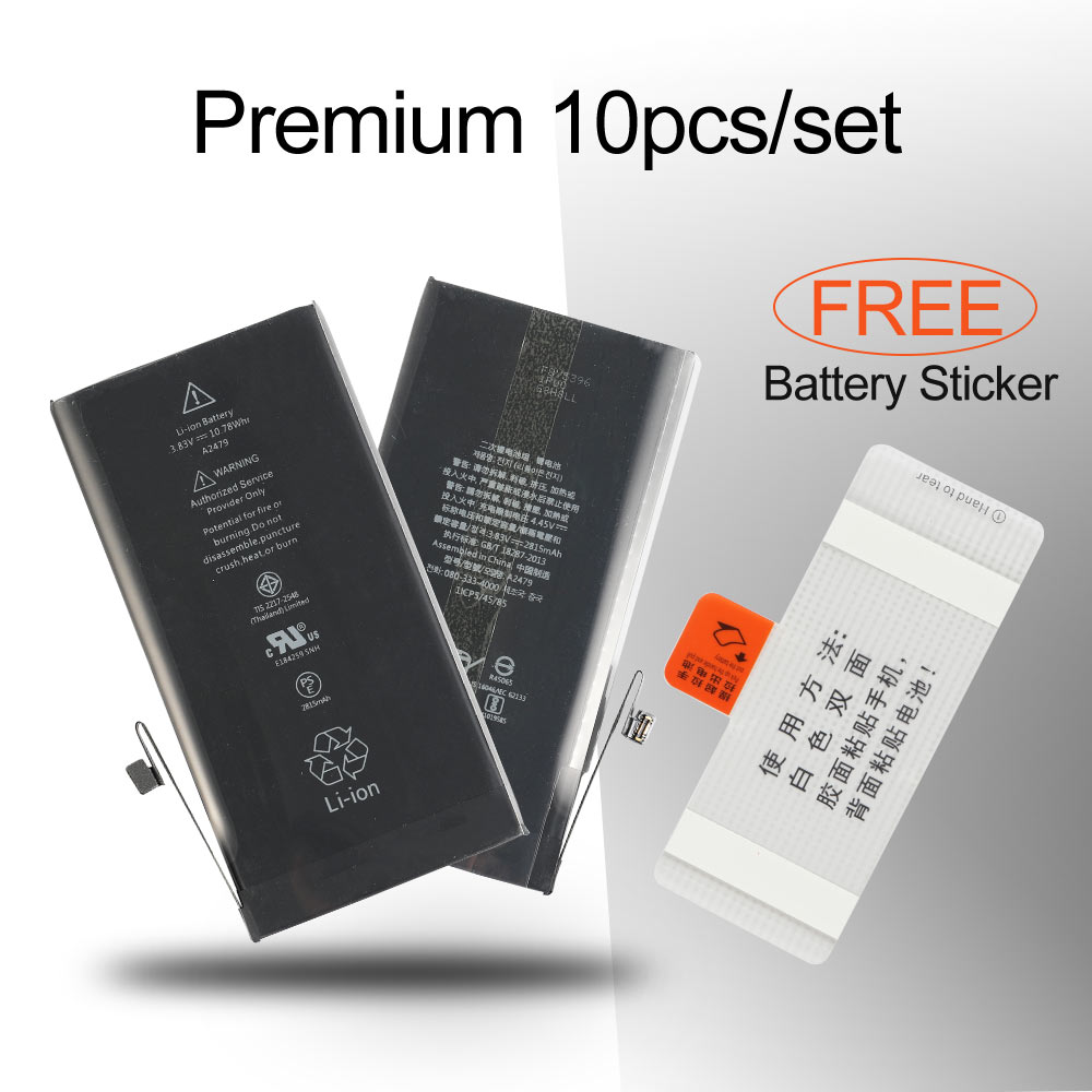 Battery with Sticker for iPhone 12/12 Pro 6.1", (Ti BMS+Pure Cobalt Battery Cell), 10pcs