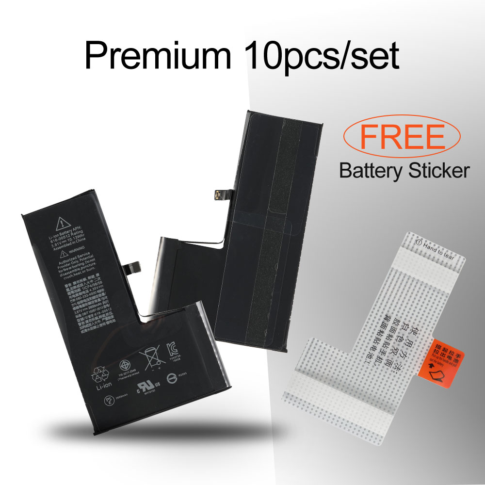 Battery with Sticker for iPhone XS 5.8", (Ti BMS+Pure Cobalt Battery Cell), 10pcs