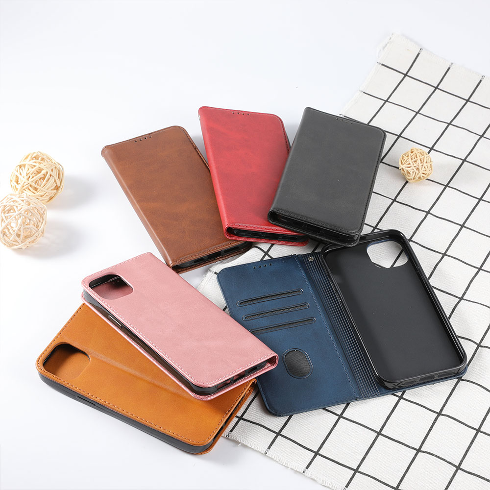 Magnetic Suction Cowhide Texture Leather Case for iPhone 14 Plus 6.7", 5pcs