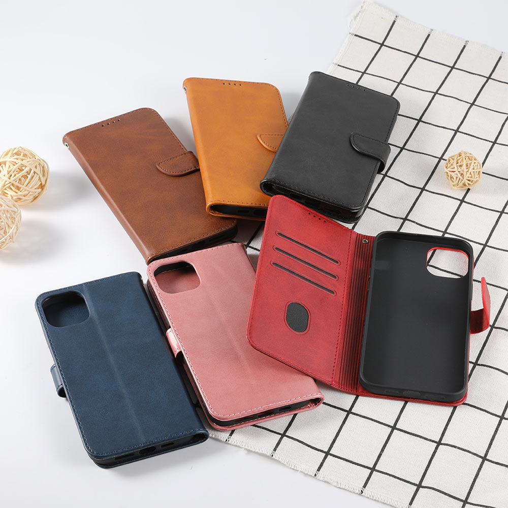 Magnetic Snap Cowhide Texture Leather Case for iPhone 14 Pro Max 6.7", 5pcs