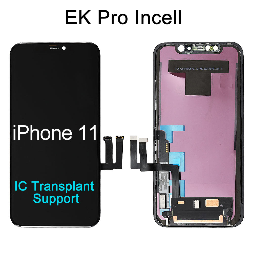 EK Pro LCD Screen with LCD Back Plate for iPhone 11, Incell, Black (Support IC Transplanting)