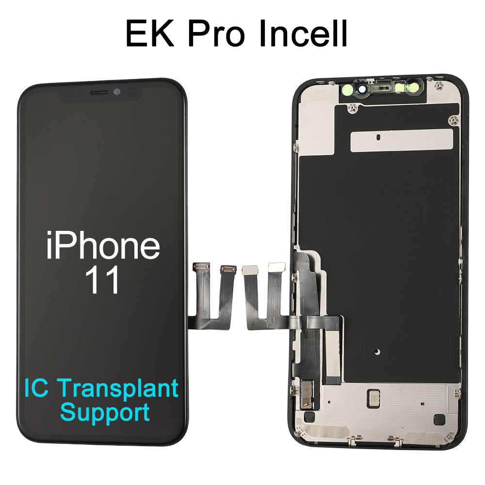  EK Pro LCD Screen (IC Transplant Support)  with LCD Back Plate for iPhone 11 (6.1"), Incell ,Black