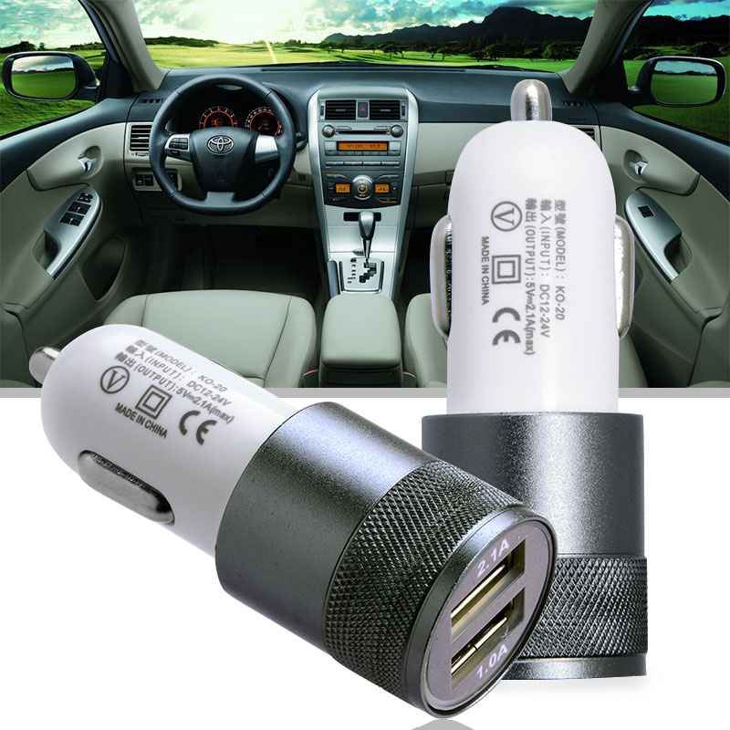 Aluminum Alloy Double USB Outputs Car Charger