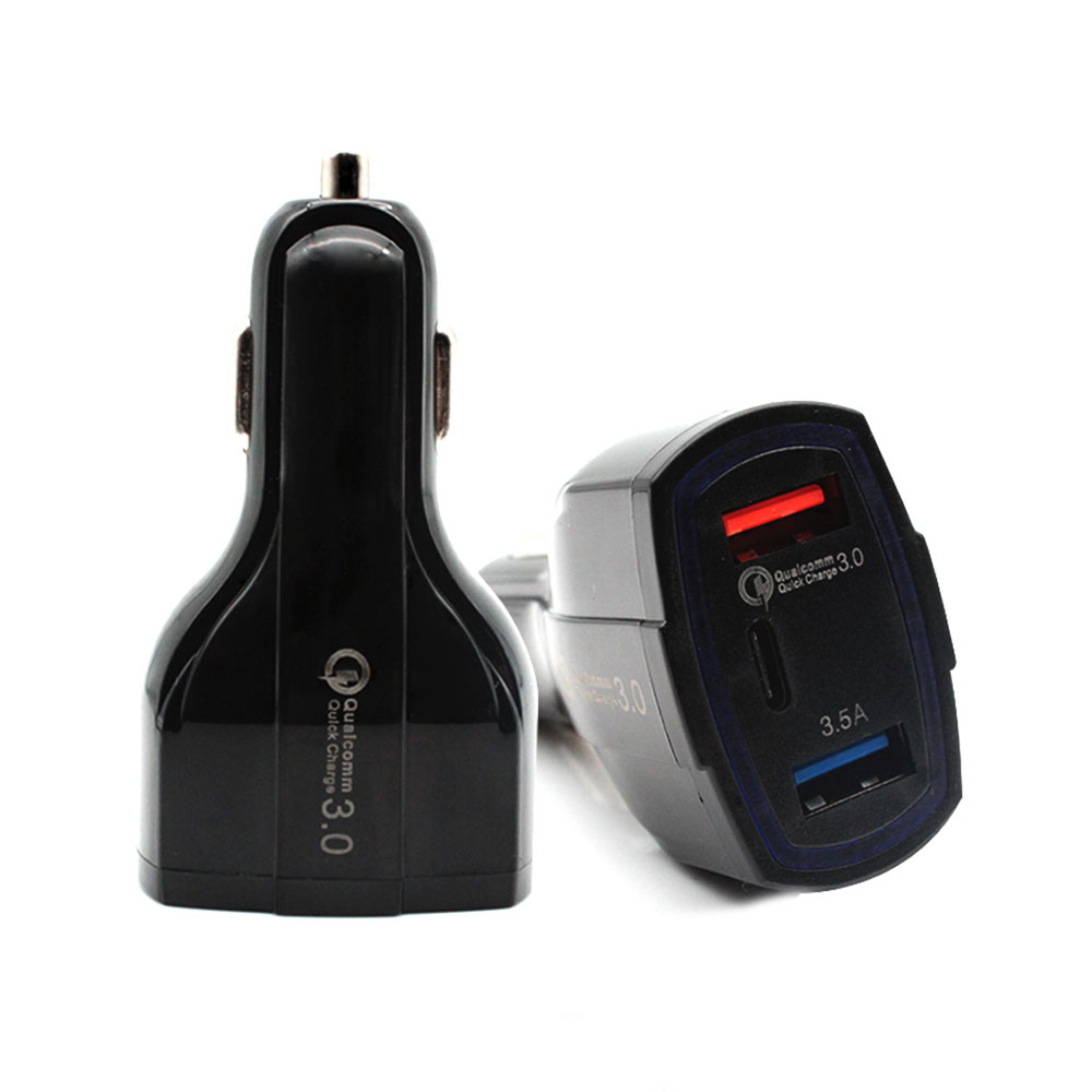 2-Port Car Charger with Type-C Port support Quickcharge 3.0,  3.5A