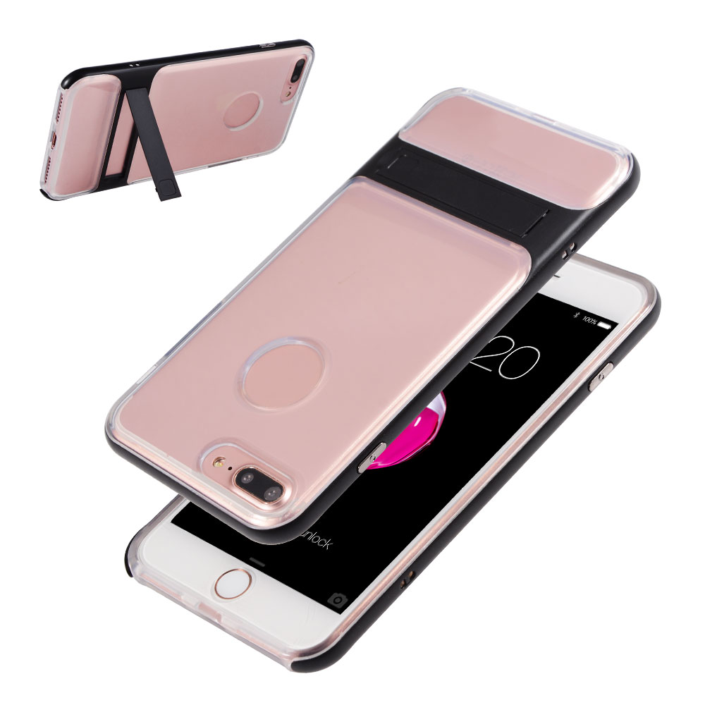 Clear TPU Case+Polycarbonate Bumper Kickstand for iPhone 7 Plus