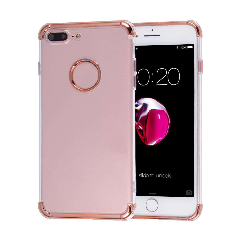 360° Drop Resistant Clear TPU Case with Metallic Top&Bottom for iPhone 7 Plus