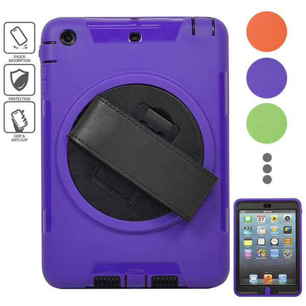 3-Layer TPU Handheld Case with 360° Rotating Holder for iPad Mini 1/2/3