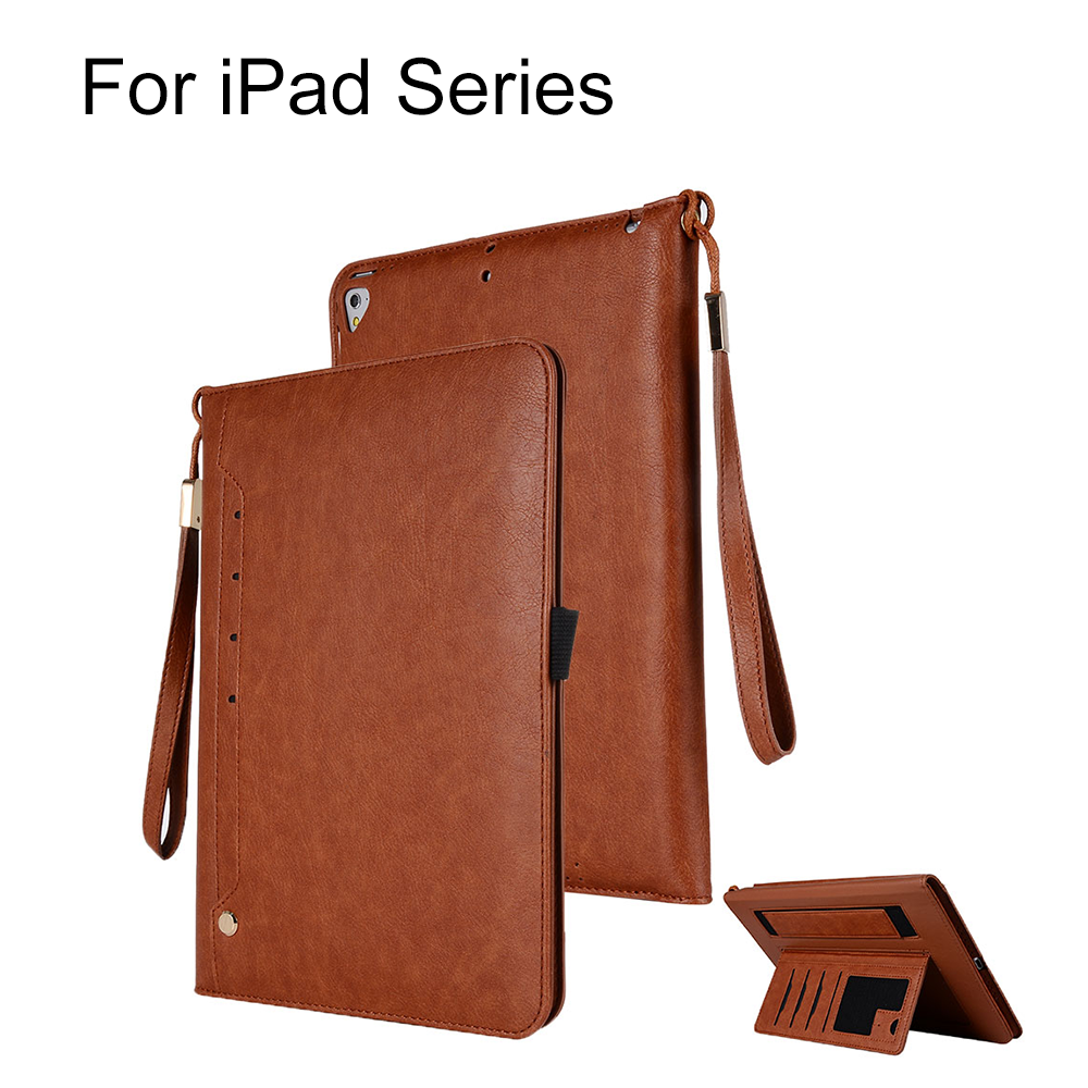 For iPad Air/Mini/Pro/2/3/4 Series Vintage Synthetic Cowhide Leather Wallet Case