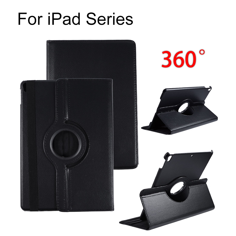 For iPad Air/Mini/Pro/2/3/4 Series 360° Turn-around Flip Litchi Texture Leather Case with Logo Display