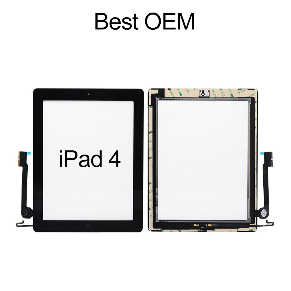 Touch Screen with Home Button/Sticker Assembly for iPad 4, Best OEM, Black