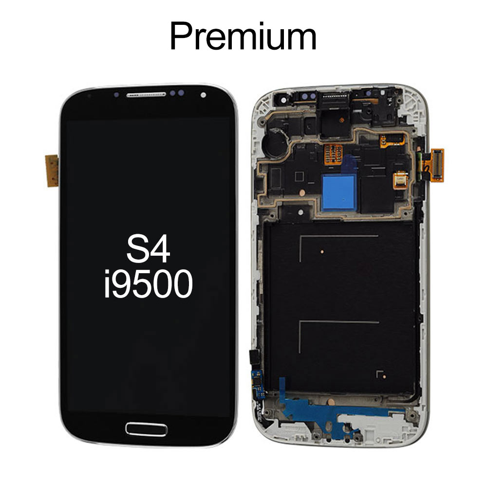 OLED Screen with Frame for Samsung S4 i9500, OEM OLED+Premium Glass