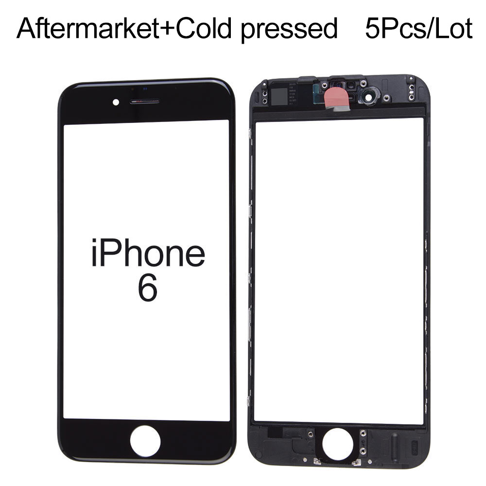 For iPhone 6 (4.7") front Glass+Frame+Dustproof Earspeaker Mesh+Front Camera Cover+Light Sensor Holder, Aftermarket, Cold Pressed, 5pcs
