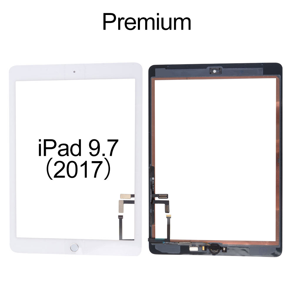 Touch Screen with Home Button Assembly/Sticker for iPad 5, OEM Glass+Premium Flex