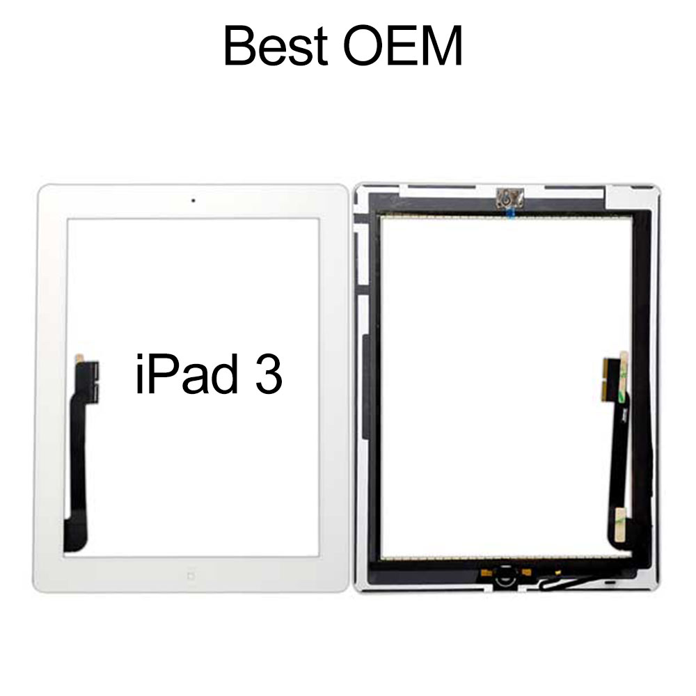 Touch Screen with Home Button/Sticker Assembly for iPad 3, Best OEM, Black